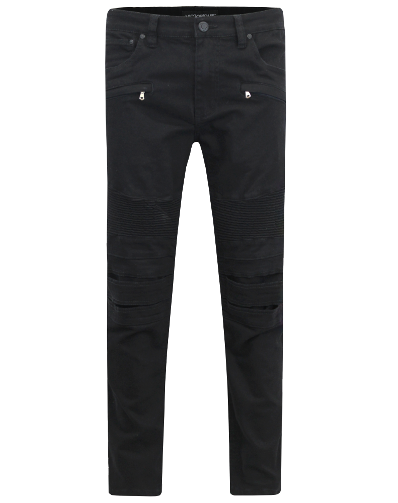 VICTORIOUS MOTO BIKER JEANS (BLACK)