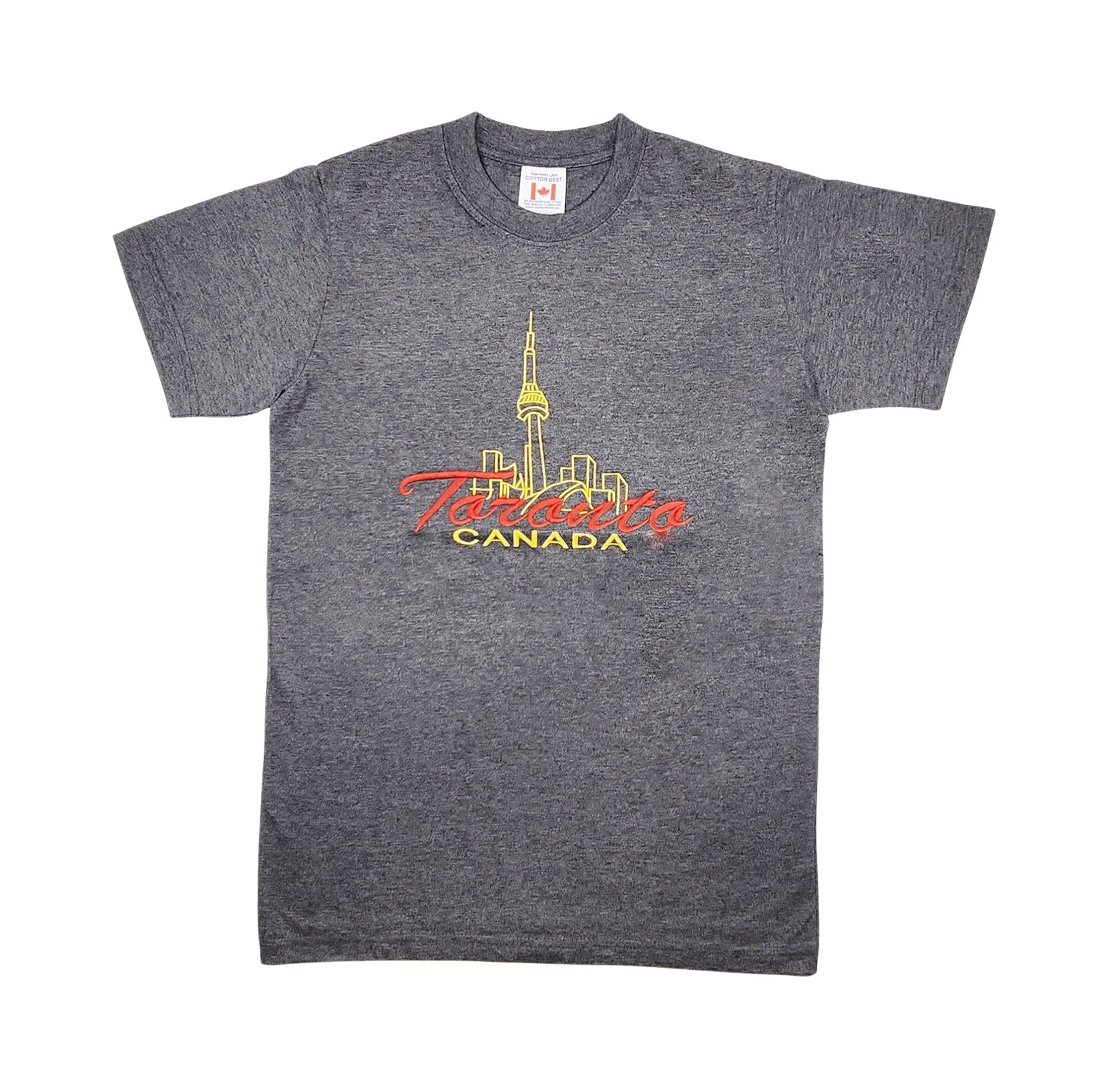 TORONTO CANADA EMBROIDERED LOGO PRINT T-SHIRT (CHARCOAL)