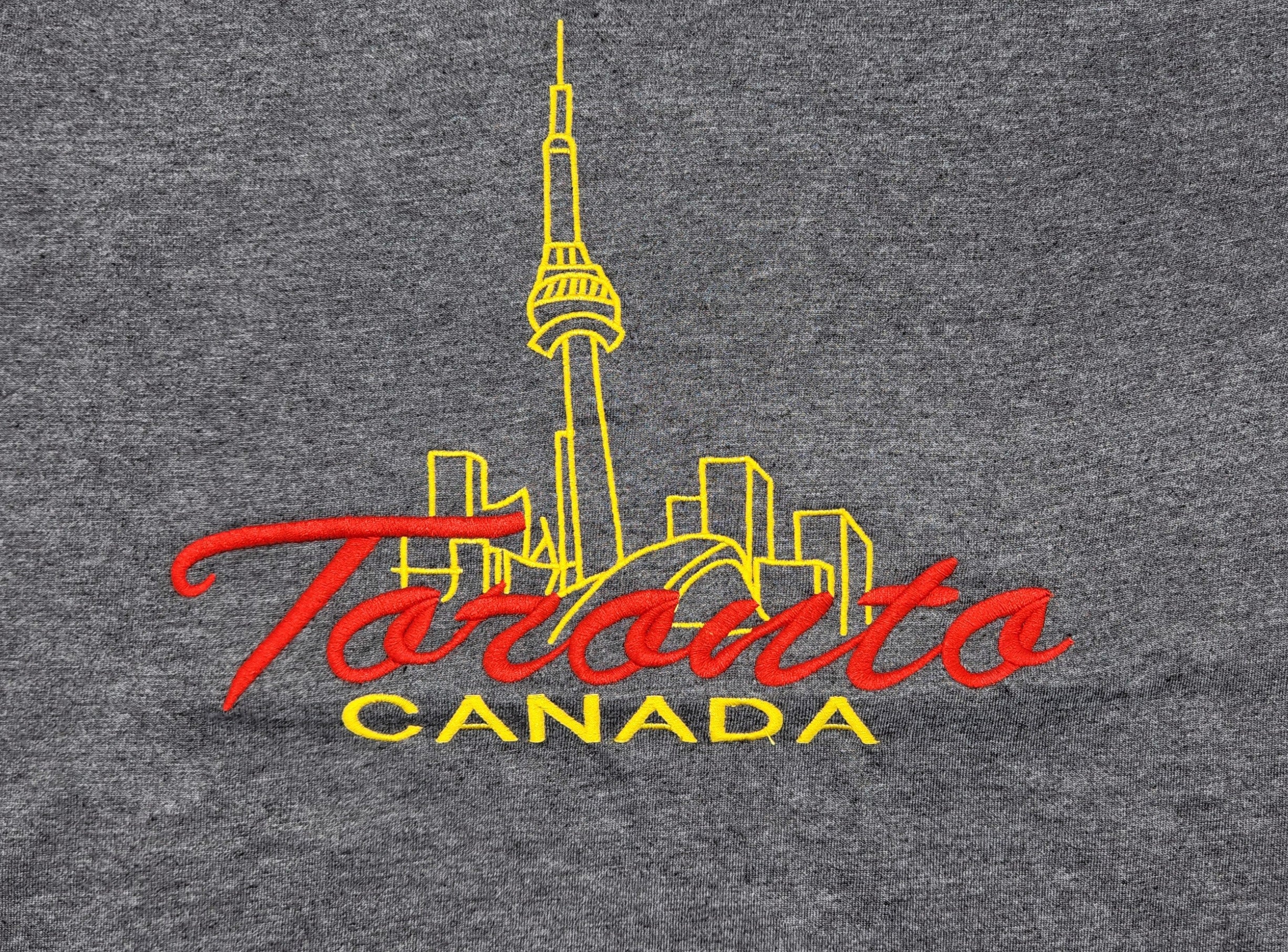 TORONTO CANADA EMBROIDERED LOGO PRINT T-SHIRT (CHARCOAL)