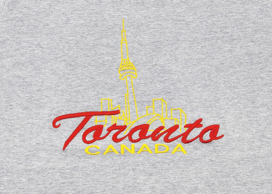 TORONTO CANADA EMBROIDERED LOGO PRINT T-SHIRT (GREY)