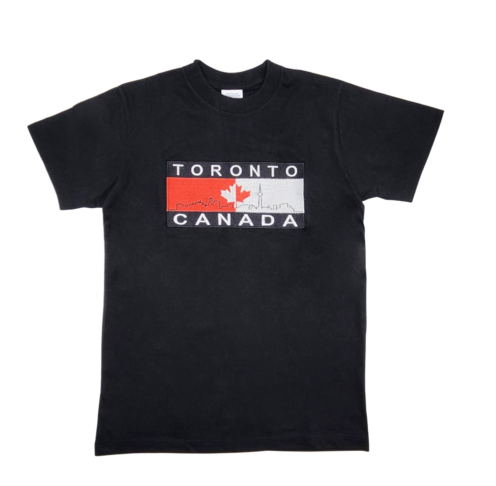 TORONTO CANADA EMBROIDERED LOGO PRINT T-SHIRT (BLACK)