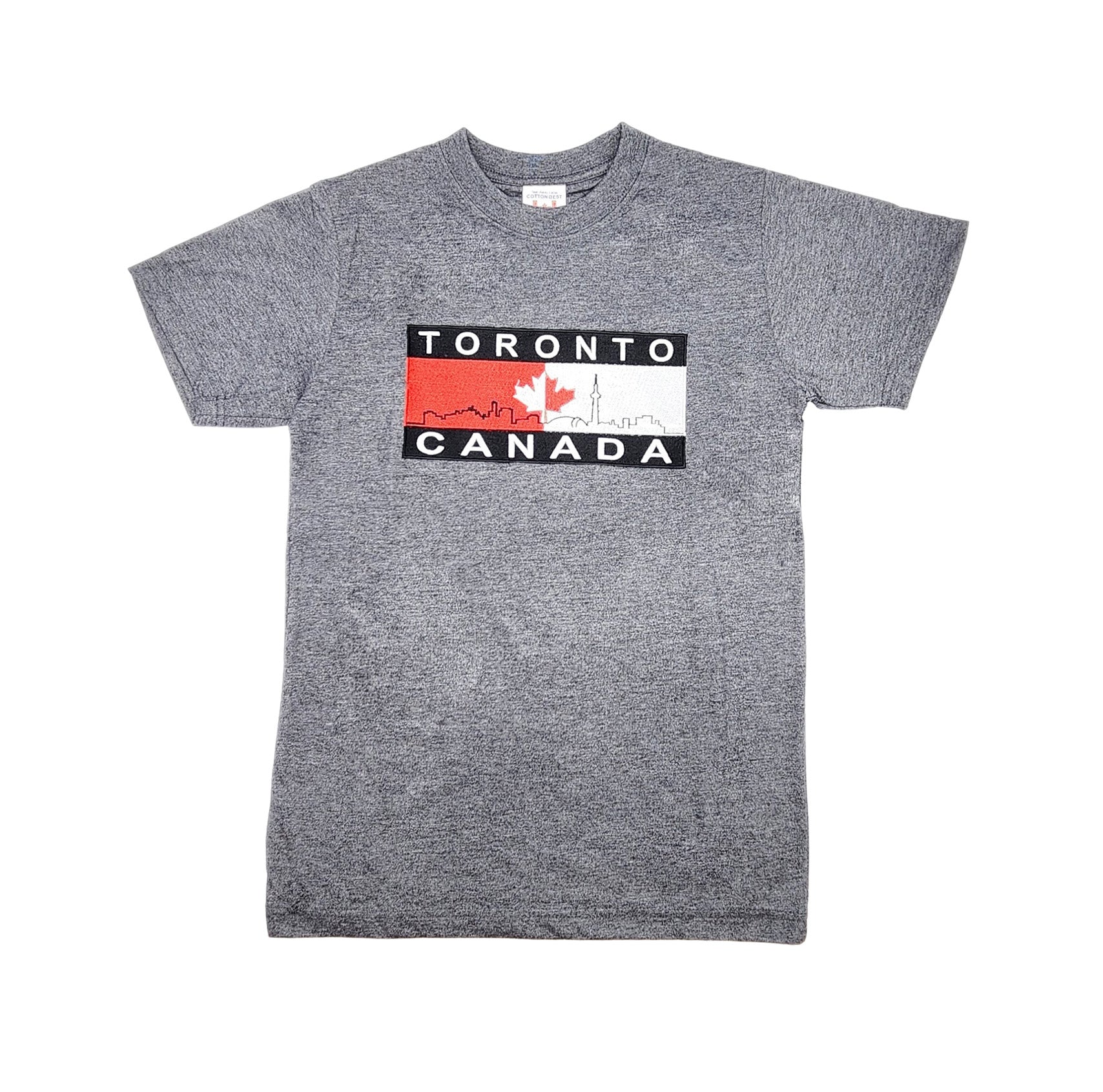 TORONTO CANADA EMBROIDERED LOGO PRINT T-SHIRT (CHARCOAL)