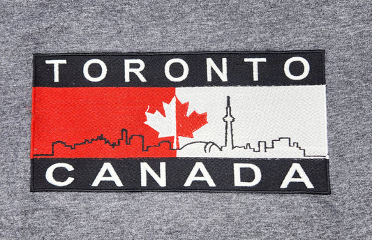 TORONTO CANADA EMBROIDERED LOGO PRINT T-SHIRT (CHARCOAL)