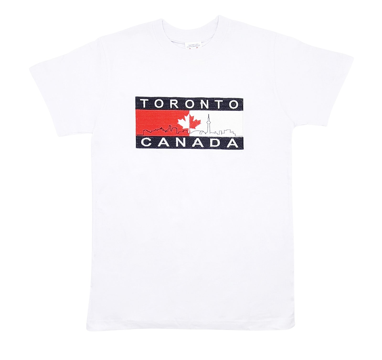 TORONTO CANADA EMBROIDERED LOGO PRINT T-SHIRT (WHITE)