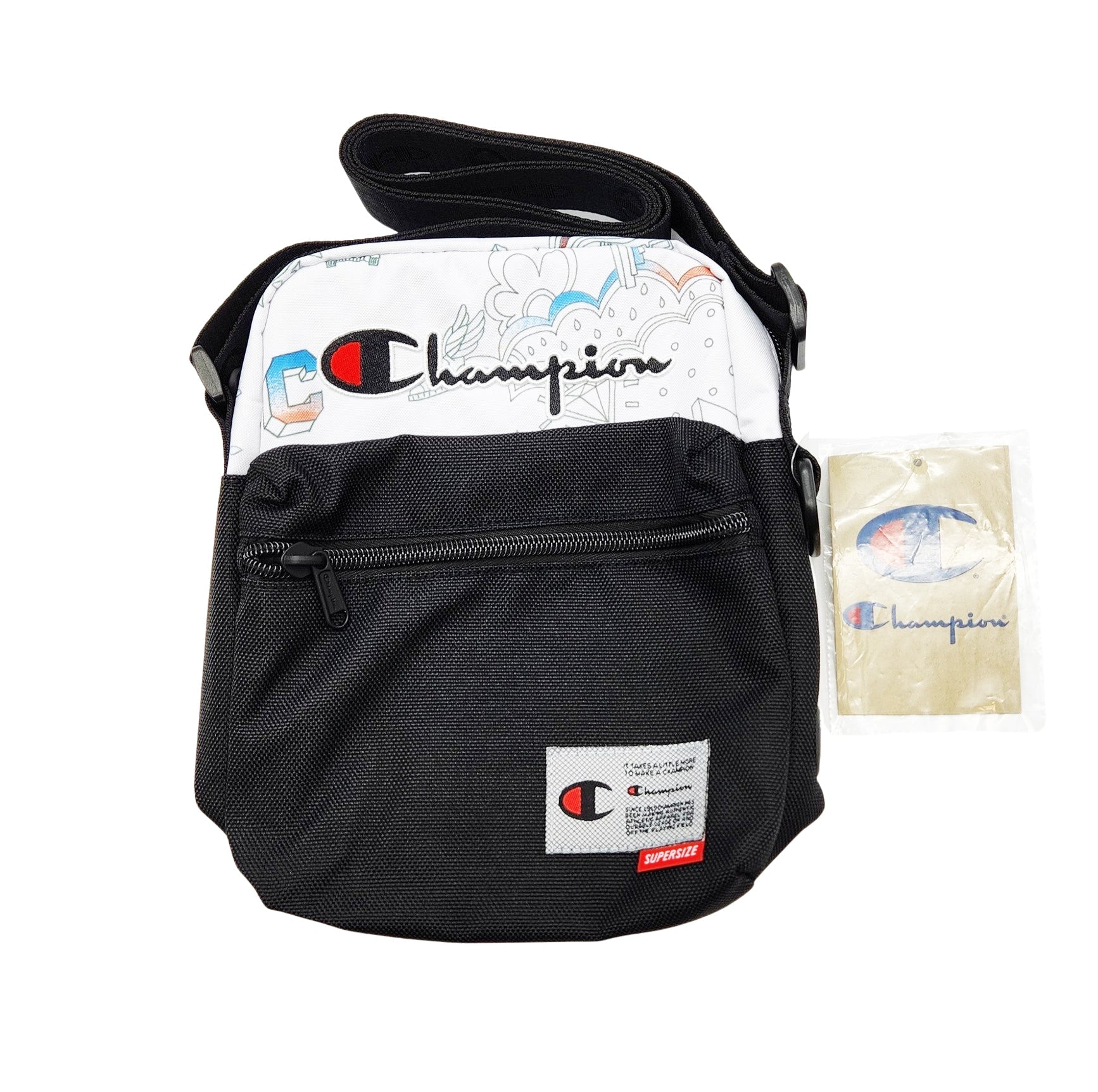 CHAMPION SUPERSIZE CROSSBODY BAG (BLACK/WHITE)