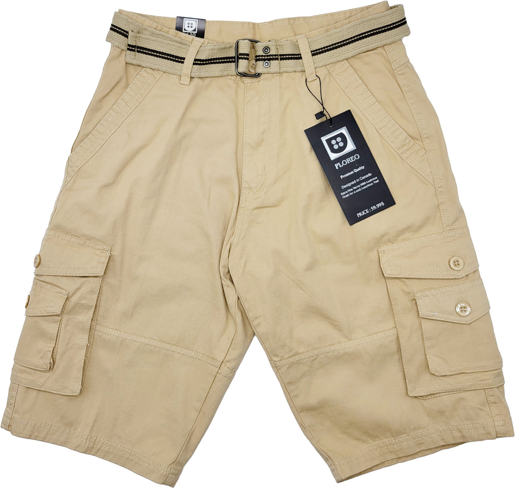 PLOREO CARGO BELTED SHORTS (LT KHAKI)