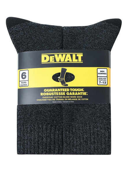 6 PAIRS MENS DEWALT LONG WORK SOCKS (BLACK)