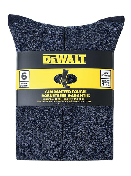 6 PAIRS MENS DEWALT LONG WORK SOCKS (BLUE)