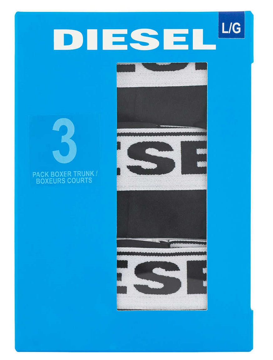 DIESEL 3 PACK BLACK MEN'S BOXER TRUNK