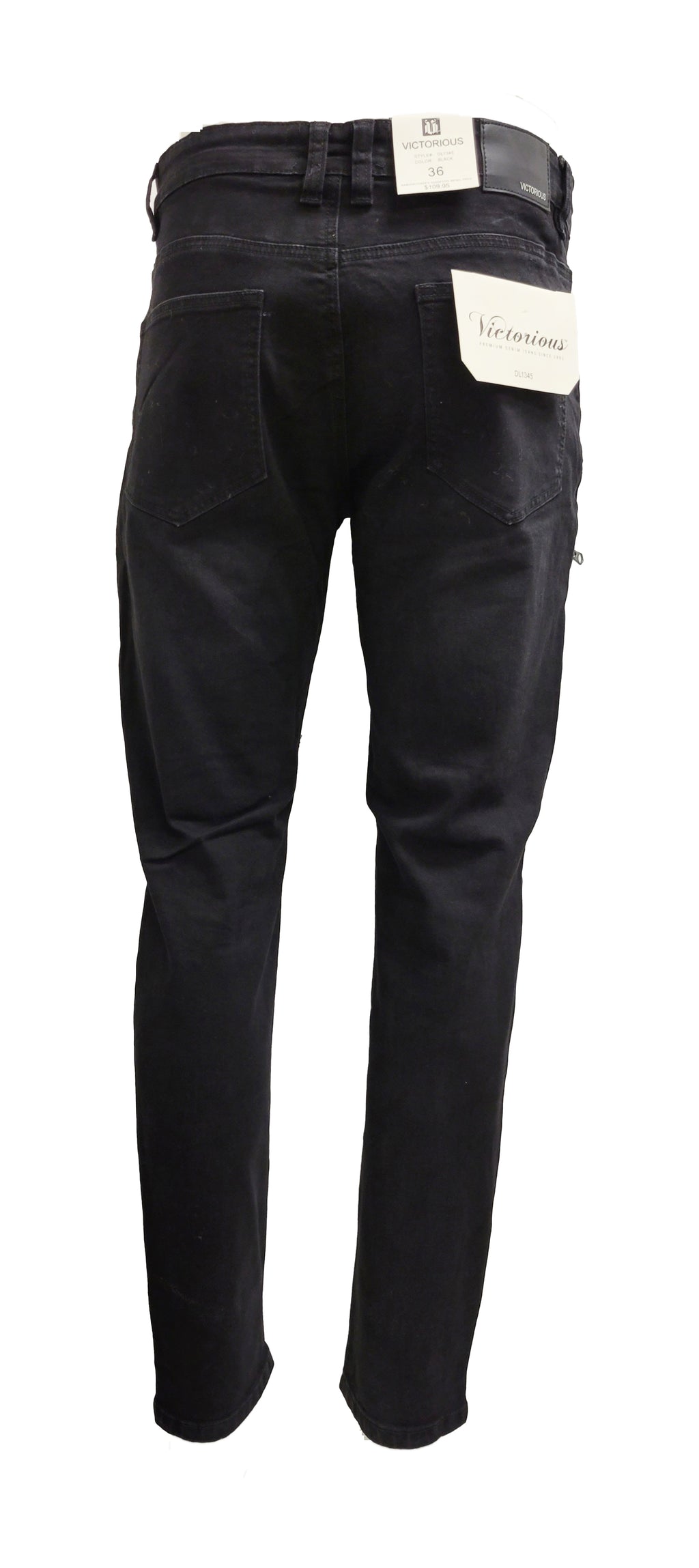 VICTORIOUS MOTO CARGO BLACK DENIM JEANS