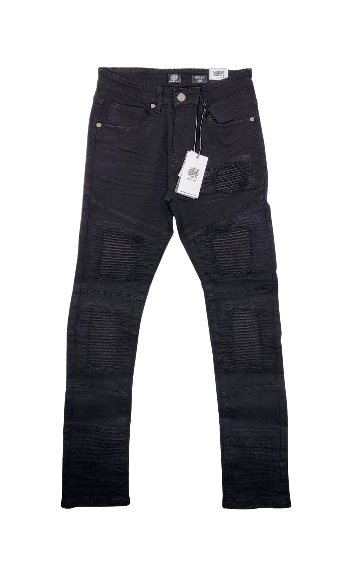 BLEECKER & MERCER MEN'S SIM FIT PREMIUM JEANS (JET BLACK)