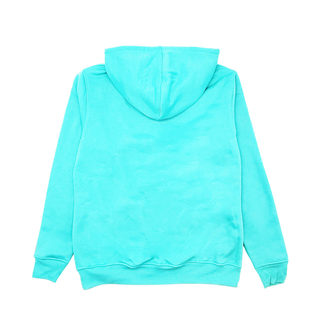 BLEECKER & MERCER MEN'S BEAR GRAPHIC FLEECE HOODIE (BRIGHT AQUA)