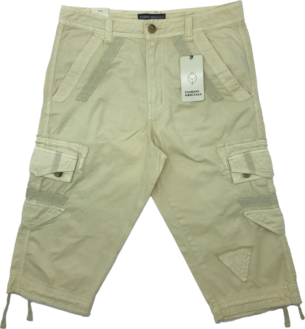 FASHION ORIGINAL CARGO THREE QUARTER STRINGS SHORT (LIGHT KHAKI)