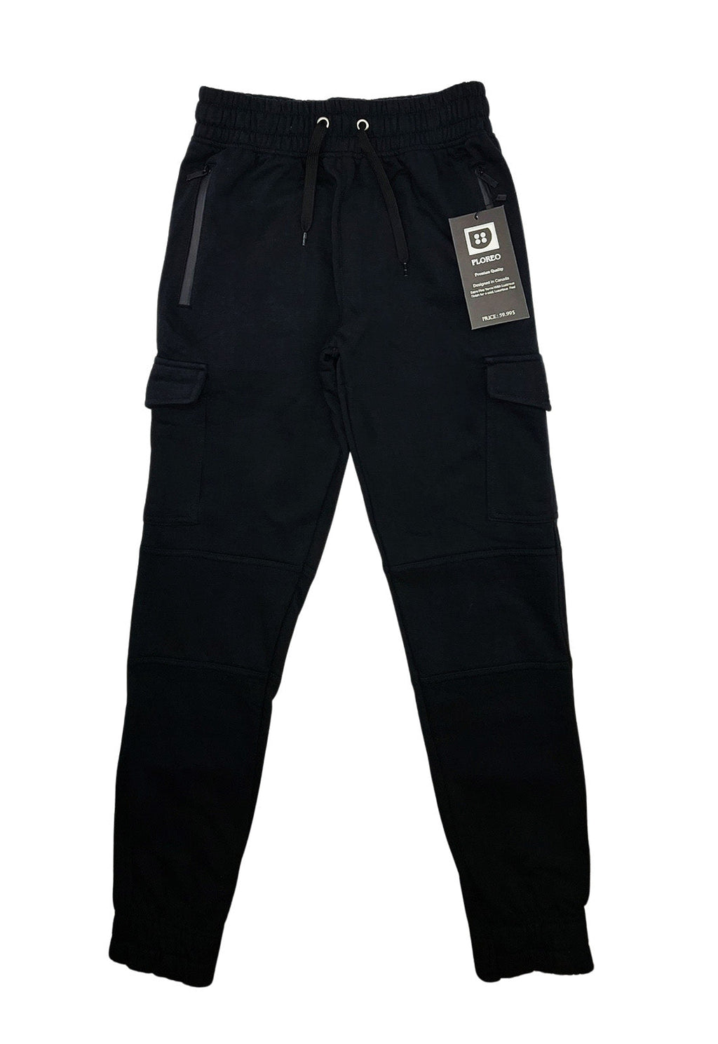 PLOREO MEN'S CARGO FLEECE JOGGERS (BLACK)