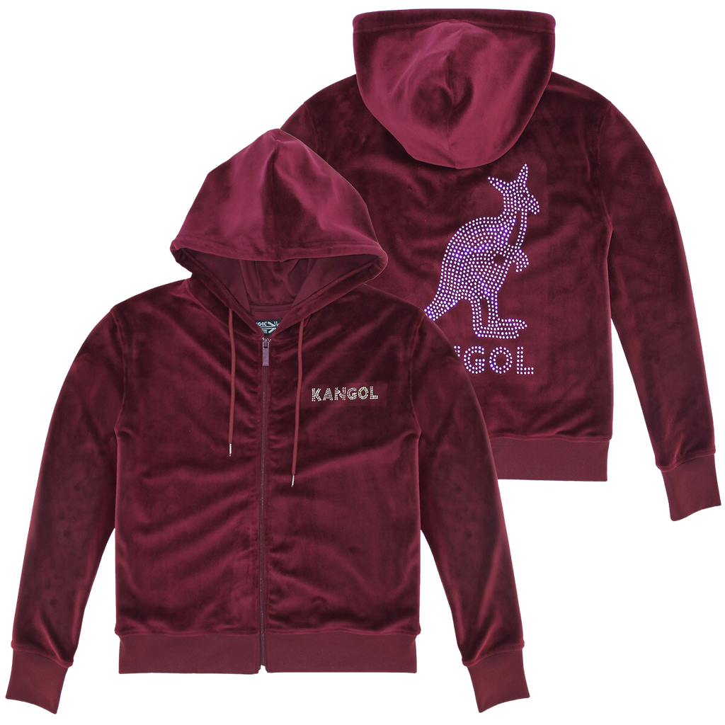 KANGOL WOMEN'S VELOUR CRYSTAL TRACKSET (MAROON)