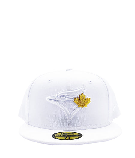 59FIFTY NEW ERA TORONTO BLUE JAYS GOLD LEAF LOGO WHITE FITTED HAT