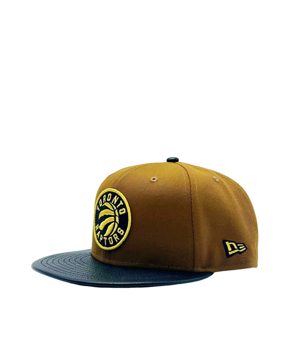 NEW ERA 9FIFTY TORONTO RAPTORS PEANUT/BLACK LEATHER SNAPBACK HAT