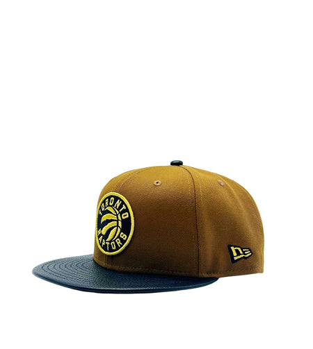 NEW ERA 9FIFTY TORONTO RAPTORS PEANUT/BLACK LEATHER SNAPBACK HAT