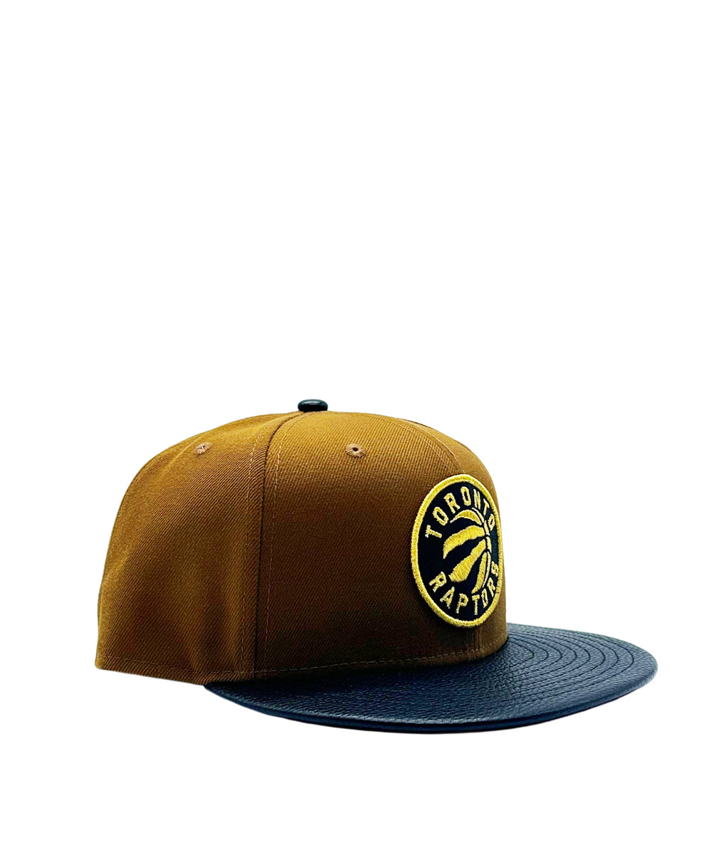 NEW ERA 9FIFTY TORONTO RAPTORS PEANUT/BLACK LEATHER SNAPBACK HAT