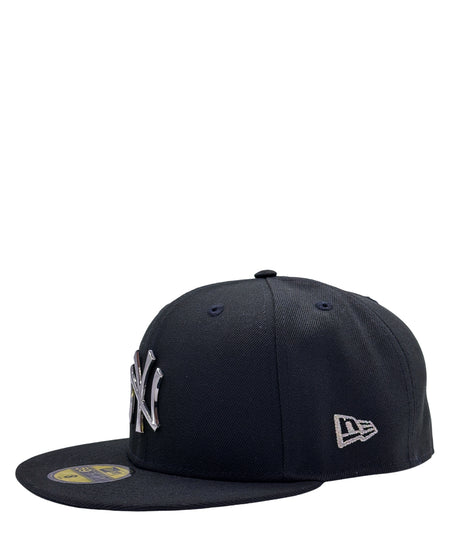 NEW ERA 59FIFTY NEW YORK YANKEES BLACK/SILVER METAL BADGE FITTED HAT