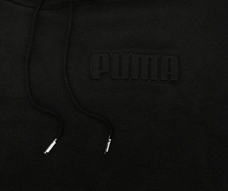 PUMA EMBOSSED LOGO FLEECE HOODIE (BLACK)