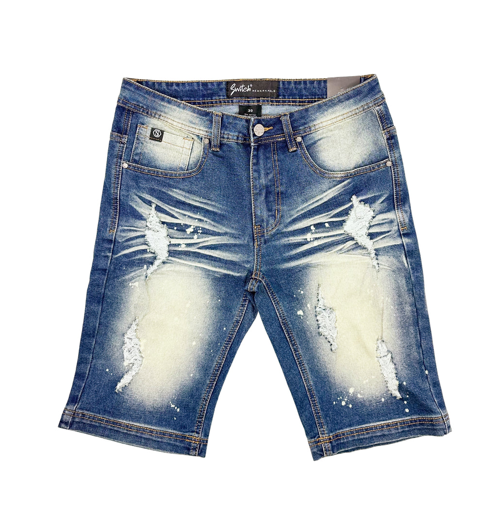 SWITCH MEN'S DISTRESSED RIPPED DENIM SHORTS (INDIGO)