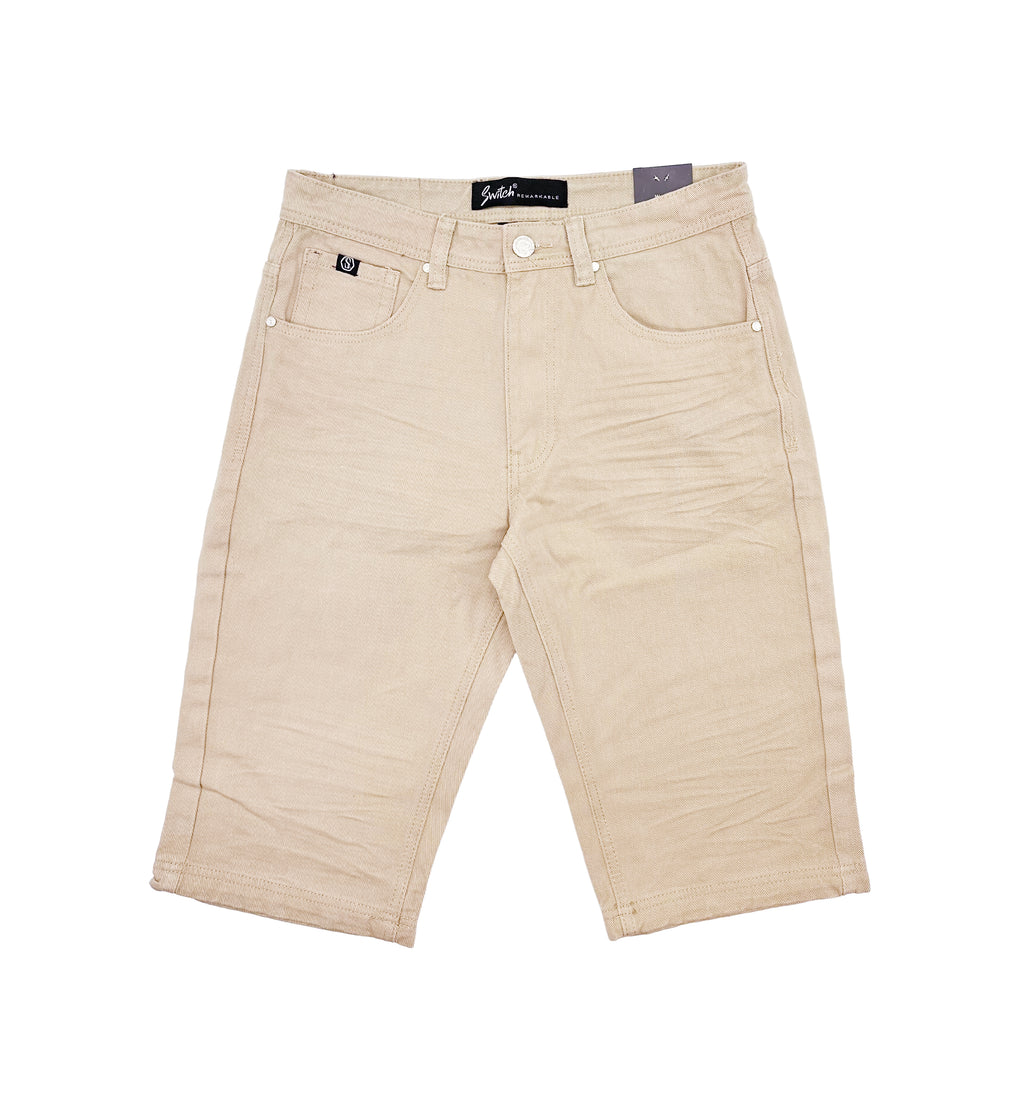 SWITCH MEN'S DISTRESSED TWILL SHORTS (SAND)