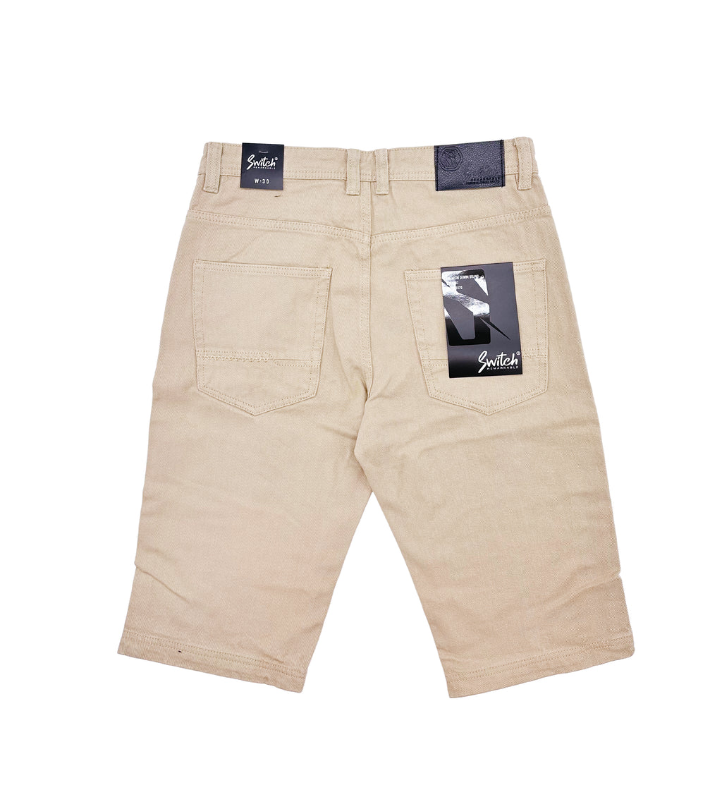 SWITCH MEN'S DISTRESSED TWILL SHORTS (SAND)