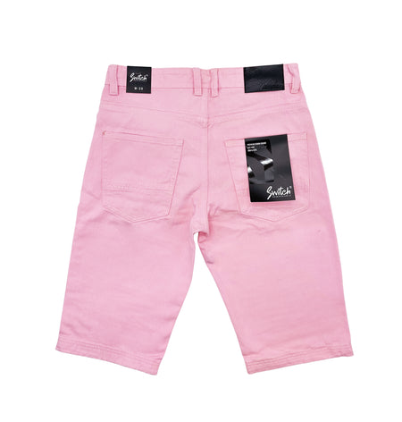 SWITCH MEN'S DISTRESSED TWILL SHORTS (PASTEL PINK)