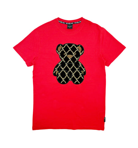 SWITCH MEN'S BEAR CHENILLE & METALLIC EMBROIDERY T-SHIRT (RED)