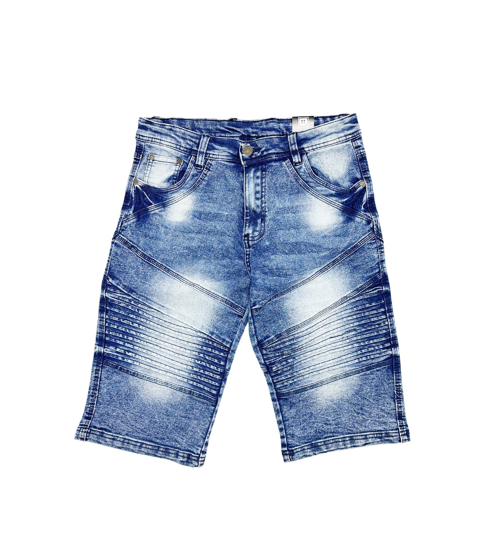 PLOREO MEN'S STRETCH DENIM SHORTS (WASHED BLUE)