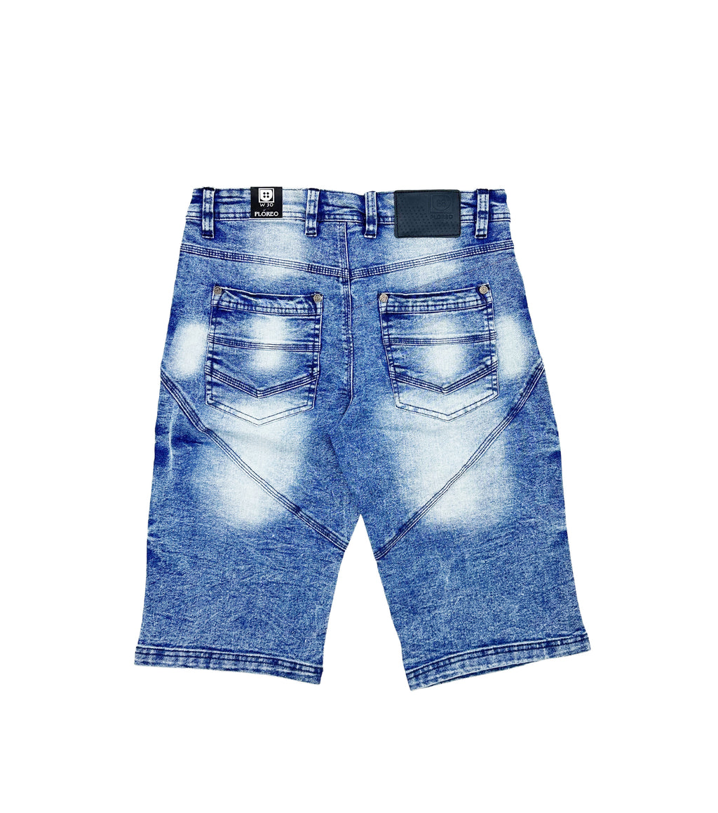 PLOREO MEN'S STRETCH DENIM SHORTS (WASHED BLUE)