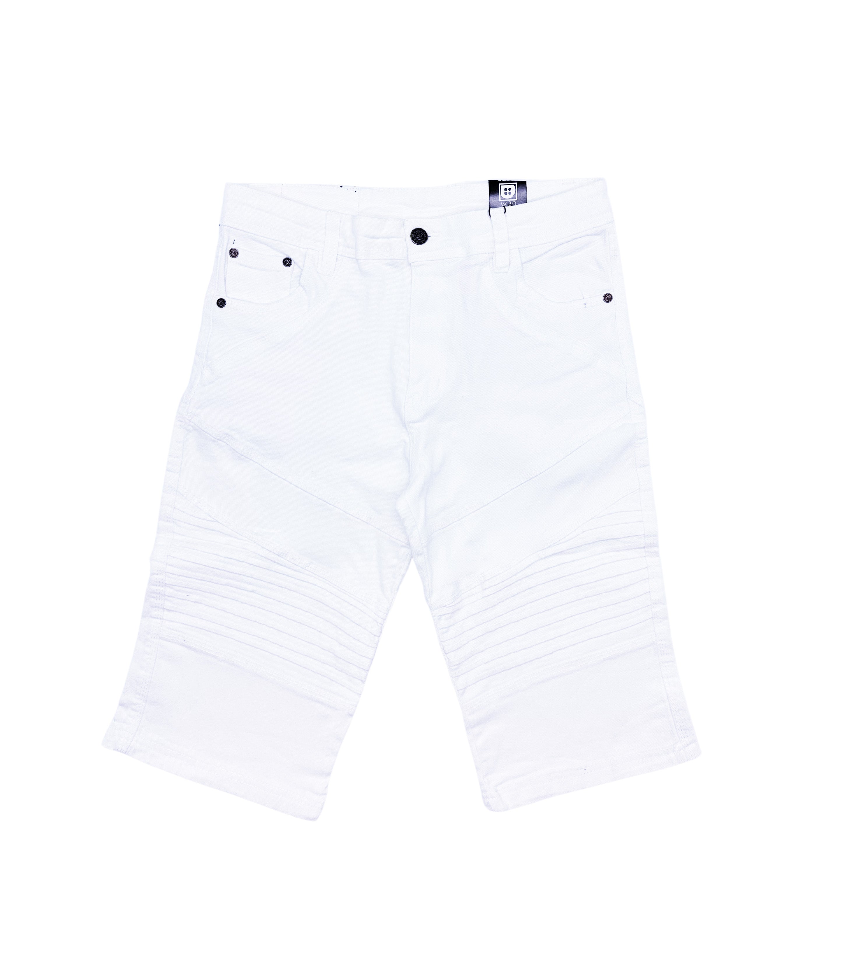 PLOREO MEN'S STRETCH DENIM SHORTS (WHITE)