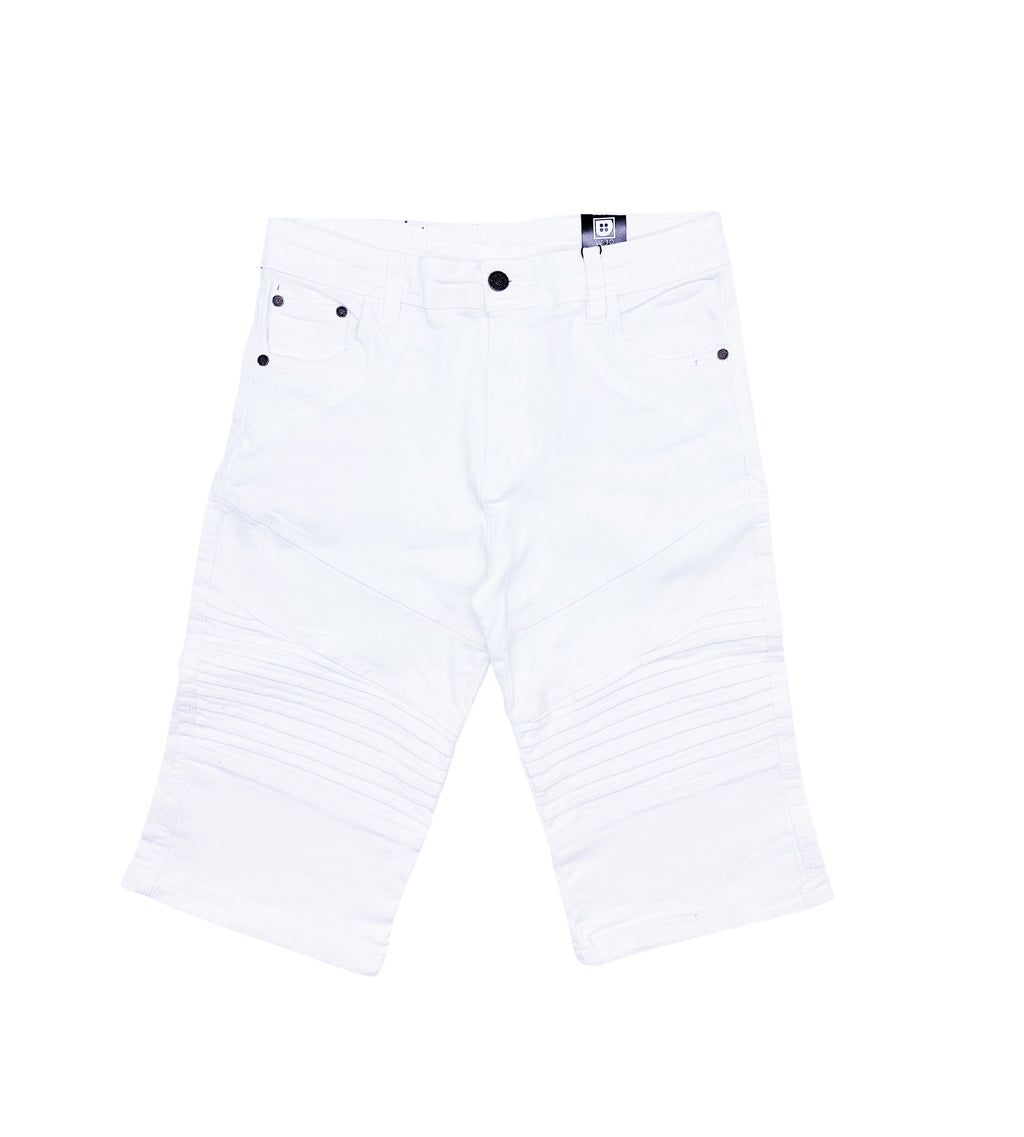 PLOREO MEN'S STRETCH DENIM SHORTS (WHITE)