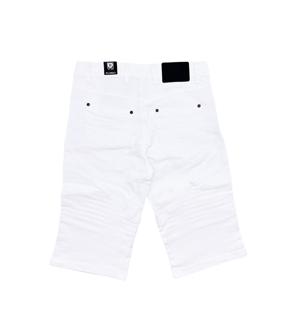 PLOREO MEN'S STRETCH DENIM SHORTS (WHITE)