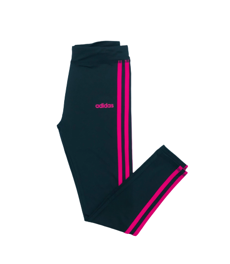 KIDS 3 STRIPE ADIDAS TIGHTS (SMALL- X-LARGE) (Available in Black/Pink and Black/White) BLACK PINK