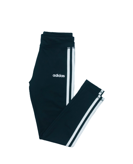 KIDS 3 STRIPE ADIDAS TIGHTS (SMALL- X-LARGE) (Available in Black/Pink and Black/White) BLACK WHITE