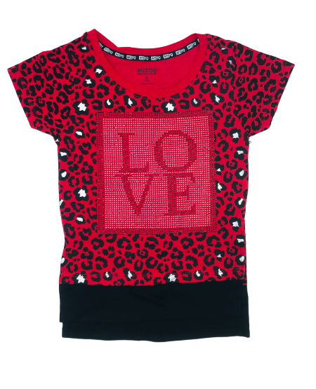 KIDS LEOPARD FOIL PRINT TEE (SMALL-LARGE) (Available in Dark Rose and Red)