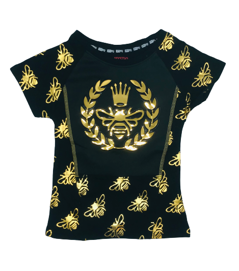 KIDS ALL OVER FOIL PRINT TEE (SMALL-LARGE) (Available in Black/Gold and Black/Silver) BLACK GOLD