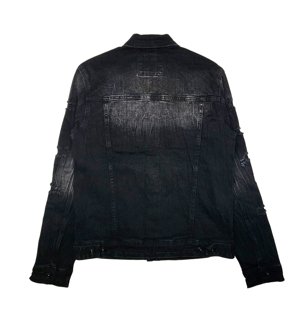 BLEECKER & MERCER MEN'S RIPPED DISTRESSED DENIM JACKET (BLACK)