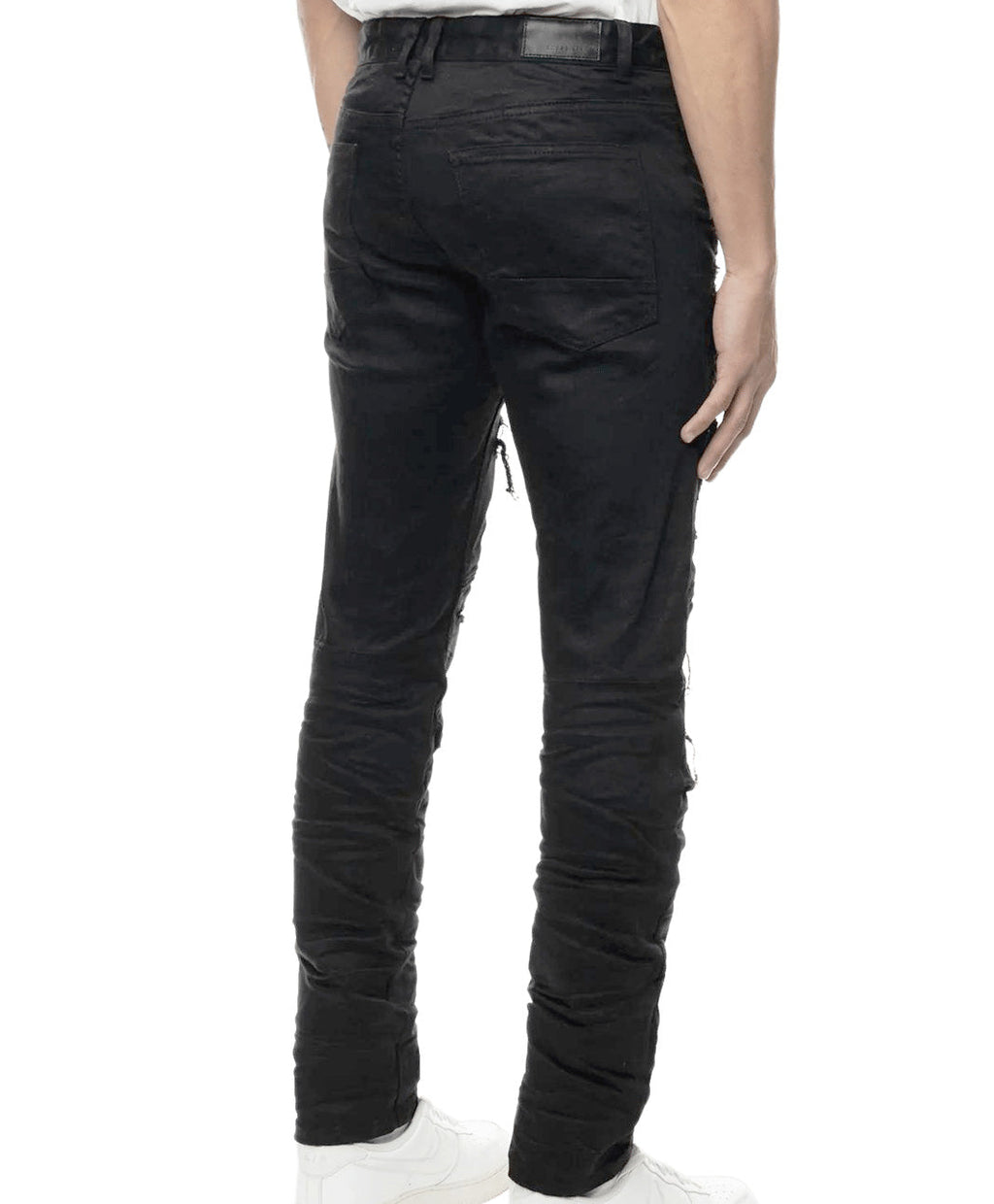 SMOKE RISE MEN'S RIP & REPAIR ENGINEERED SLIM FIT BLACK JEAN