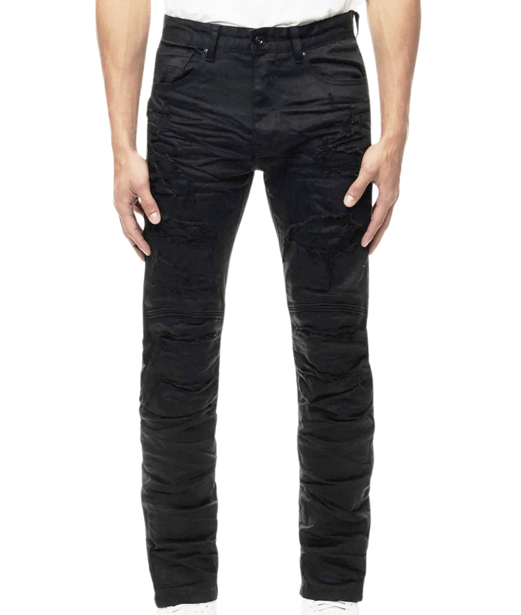 SMOKE RISE MEN'S RIP & REPAIR ENGINEERED SLIM FIT BLACK JEAN