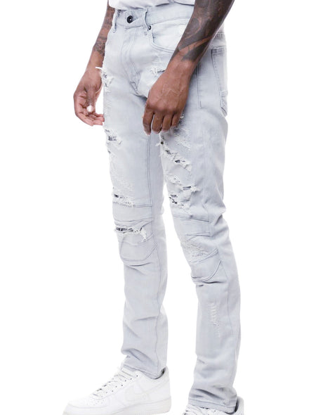 SMOKE RISE HEAVY RIP & REPAIR SEMI BASIC GREY JEANS