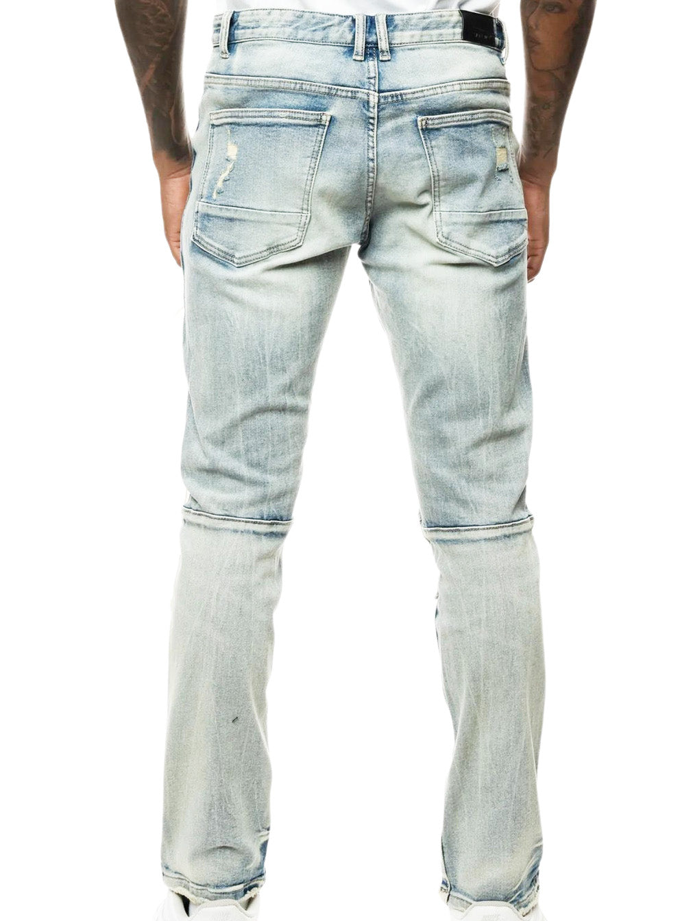 SMOKE RISE DOUBLE LAYERED HEAVY RIP & REPAIR JEANS (ASPEN BLUE)