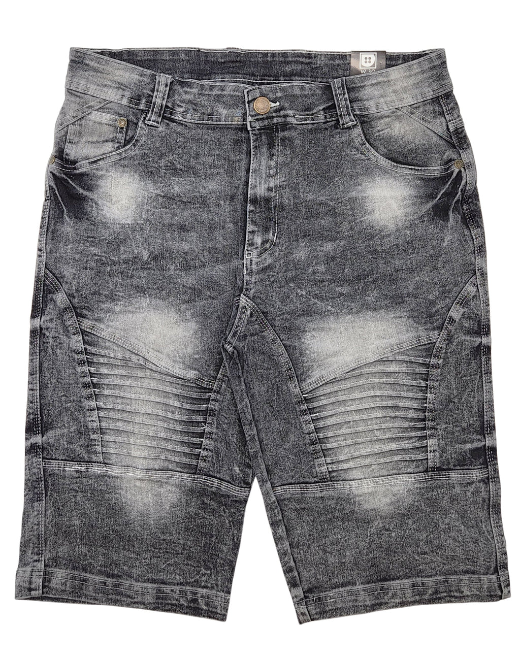 PLOREO MEN'S STRETCH DENIM SHORTS (WASHED BLACK)