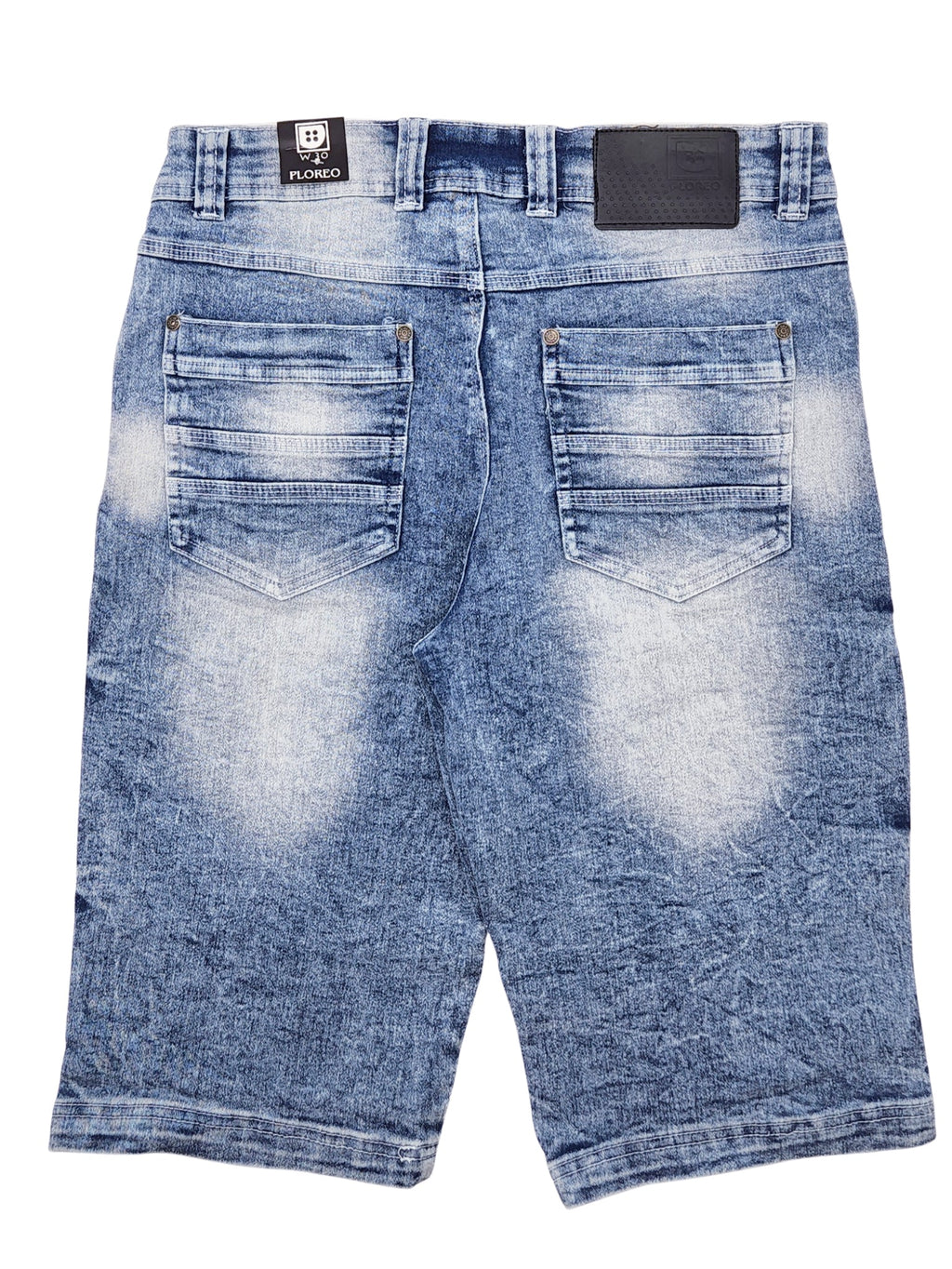 PLOREO MEN'S STRETCH DENIM SHORTS (WASHED BLUE)