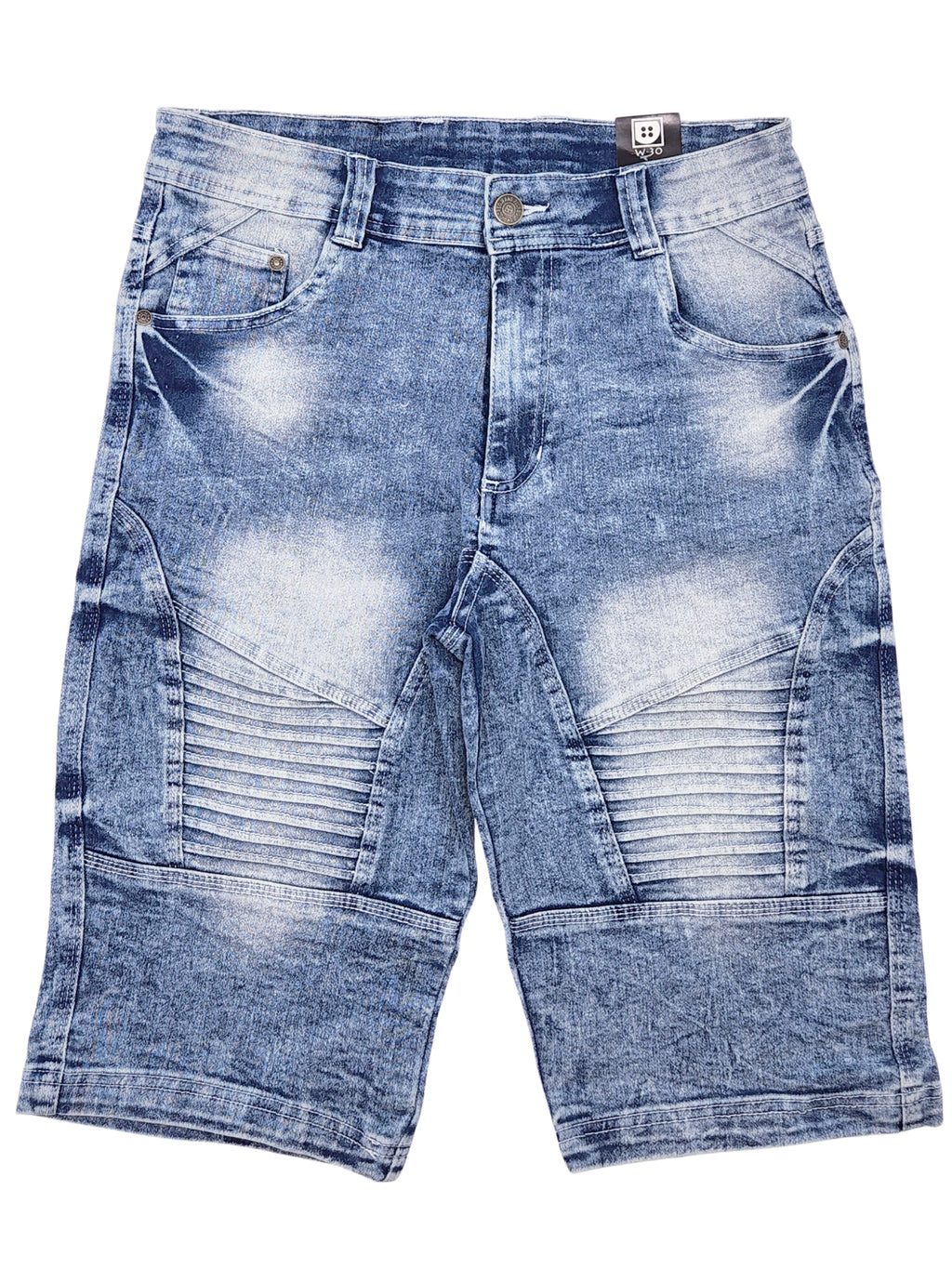 PLOREO MEN'S STRETCH DENIM SHORTS (WASHED BLUE)