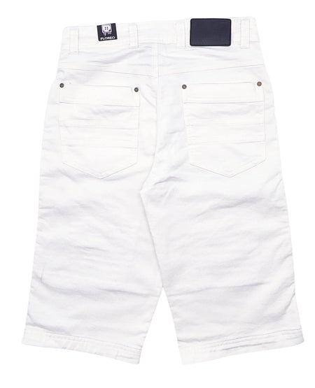 PLOREO MEN'S STRETCH DENIM SHORTS (WHITE)