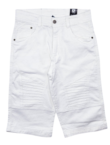 PLOREO MEN'S STRETCH DENIM SHORTS (WHITE)