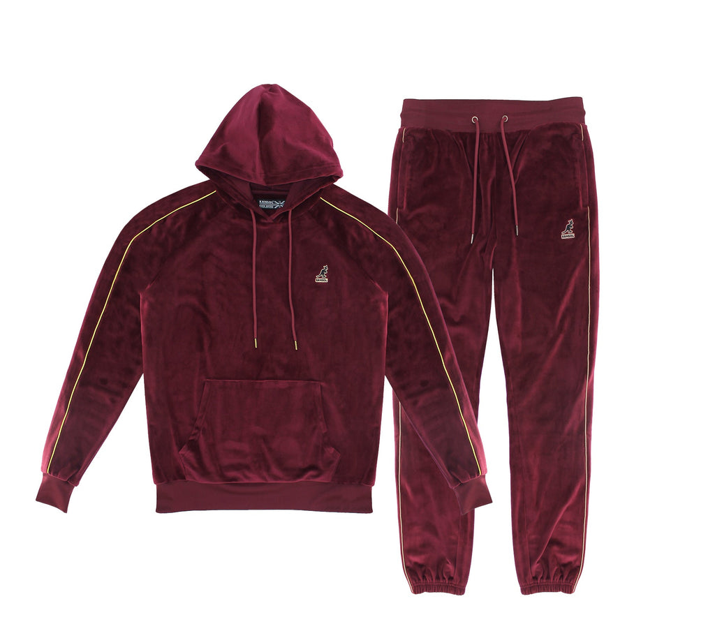 KANGOL 2PC VELOUR TRACKSETS (MAROON )